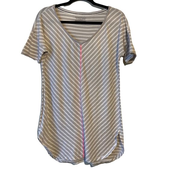 Victoria's Secret Night Gown Shirt Top White‎ Pink Horizontal Stripe Women XS - Picture 1 of 6